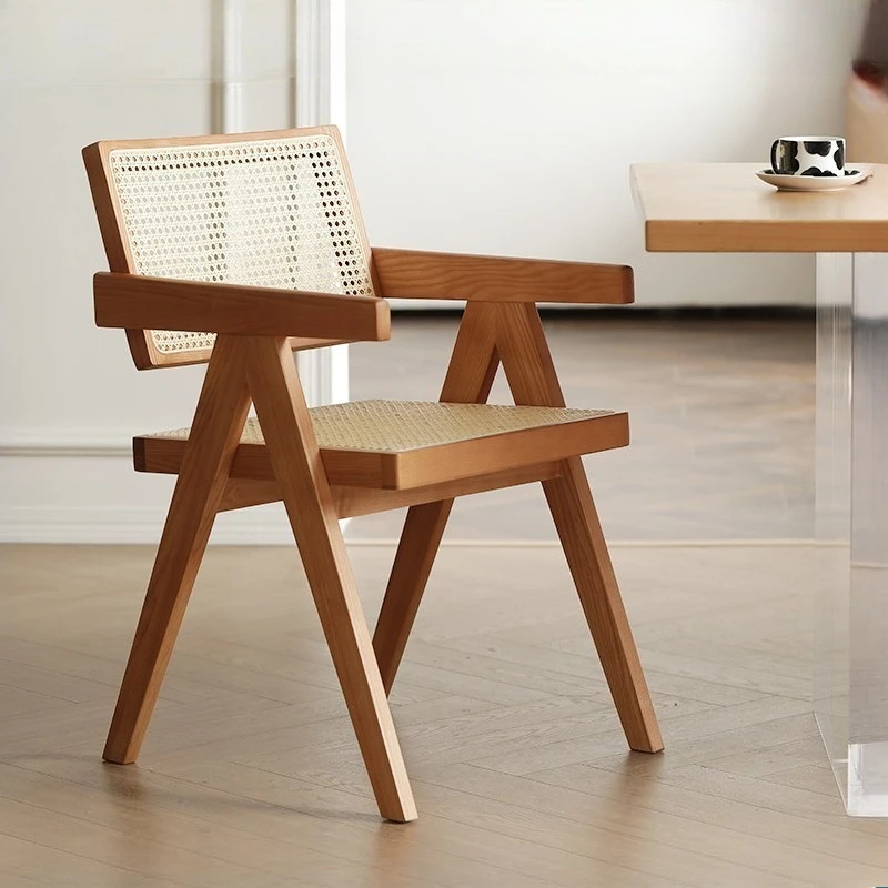Nordic modern minimalist medieval style, rattan solid wood dining chair, backrest armrest rattan chair
Nordic modern minimalist medieval style, rattan solid wood dining chair, backrest armrest rattan chair