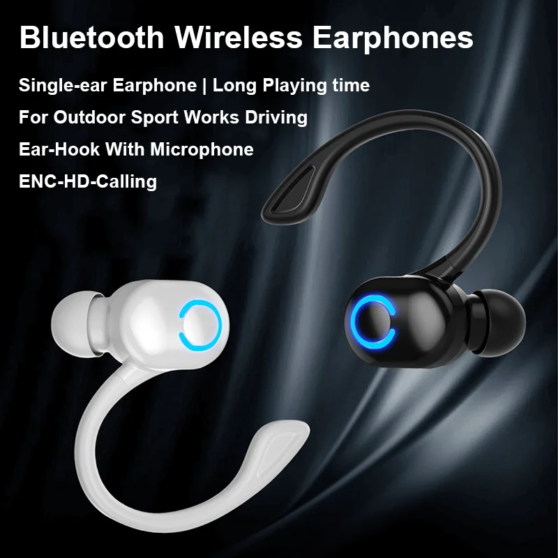 Single Bluetooth Wireless Earphones Ear-hook In-ear Headphone Outdoor Sport Works Driving Bluetooth Headset For All Smartphones
Single Bluetooth Wireless Earphones Ear-hook In-ear Headphone Outdoor Sport Works Driving Bluetooth Headset For All Smartphones