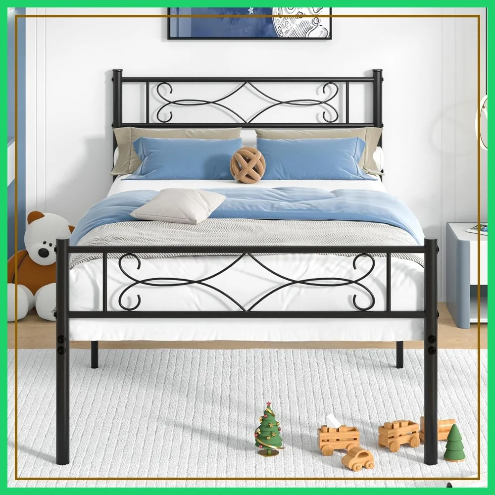 Twin Size Metal Platform Bed Frame with Headboard, Premium Steel Slat Support, No Box Spring Needed, Noise-Free Anti-Slip, Easy Assembly
Twin Size Metal Platform Bed Frame with Headboard, Premium Steel Slat Support, No Box Spring Needed, Noise-Free Anti-Slip, Easy Assembly