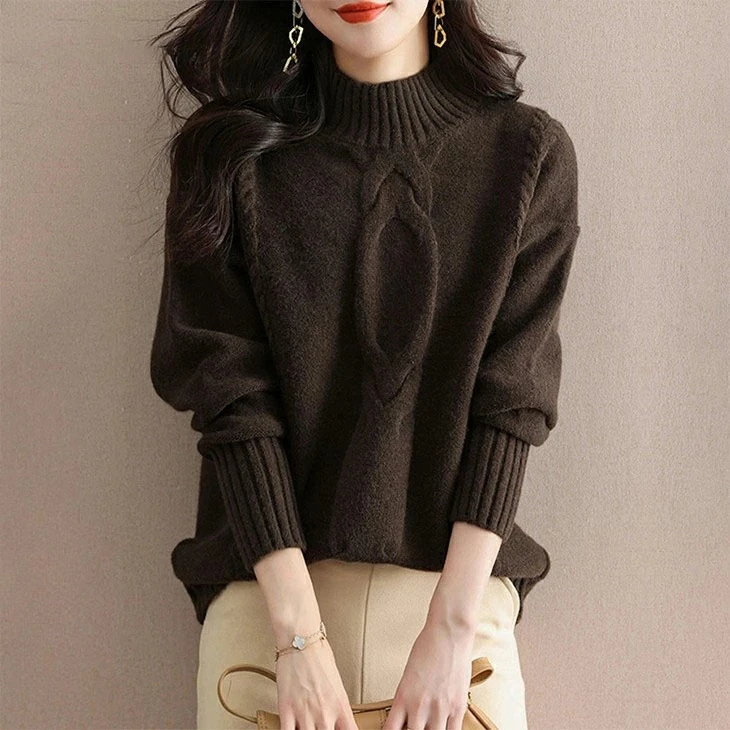 Autumn and Winter New Design Age-reducing Fashion Knitted Sweater Semi-turtleneck Thickened Warm Versatile Sweater Women
Autumn and Winter New Design Age-reducing Fashion Knitted Sweater Semi-turtleneck Thickened Warm Versatile Sweater Women