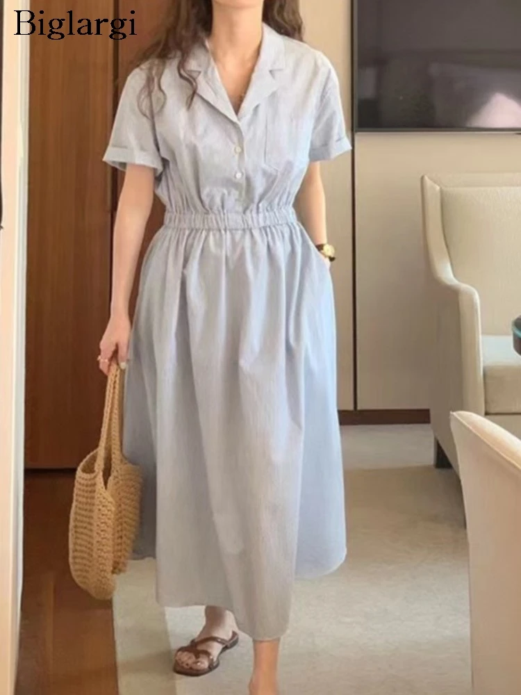 Summer Striped Print Dress Women Ruffle Pleated Loose Korean Style Ladies Dresses Fashion Casual Woman Dress
Summer Striped Print Dress Women Ruffle Pleated Loose Korean Style Ladies Dresses Fashion Casual Woman Dress
