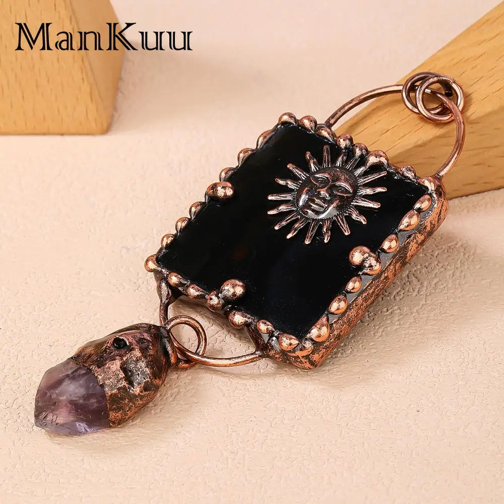 mankuu vintage antique bronze plating natural square black agate with amethyst sun pendant sweater chain necklace jewelry
mankuu vintage antique bronze plating natural square black agate with amethyst sun pendant sweater chain necklace jewelry