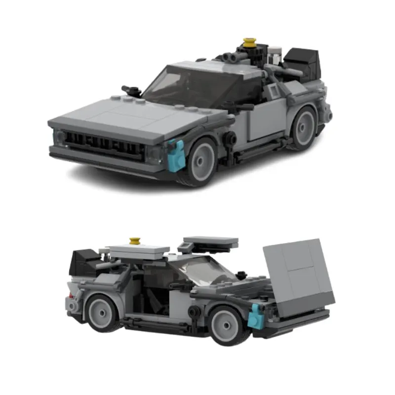 345-piece small particle building block set, featuring a futuristic time machine hovercraft model with folding wheels, a vehicle
345-piece small particle building block set, featuring a futuristic time machine hovercraft model with folding wheels, a vehicle