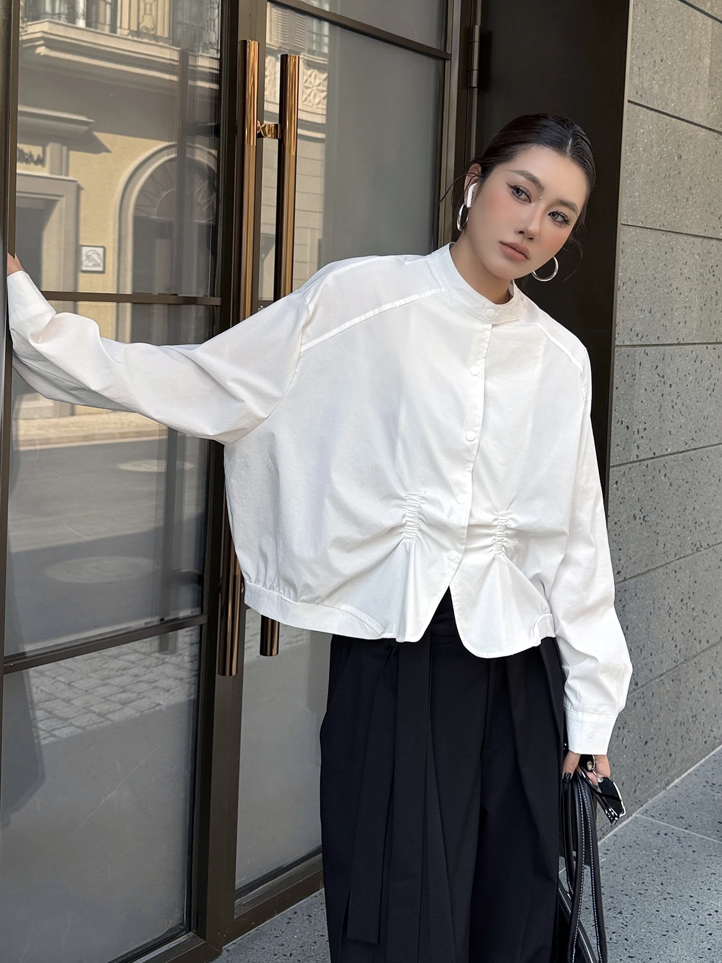 Ele ort Batwing Sve irt Women's Faion Spring New Long Sve Pleated Versatile Personali Top Quali Polyester
Ele ort Batwing Sve irt Women's Faion Spring New Long Sve Pleated Versatile Personali Top Quali Polyester