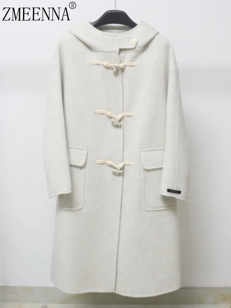 ZMEENNA Women's Ivory Wool Blend Duffle Coat Hooded Long Winter Outerwear Toggles Closure Patch Pockets Loose Fit ZM4228
ZMEENNA Women's Ivory Wool Blend Duffle Coat Hooded Long Winter Outerwear Toggles Closure Patch Pockets Loose Fit ZM4228