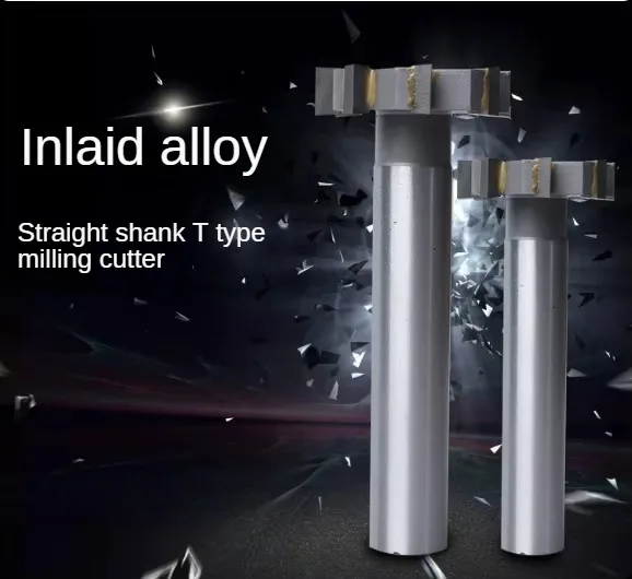 T-shaped groove milling cutter with hard alloy inlay, tungsten steel straight shank T-shaped cutter, alloy T-shaped cutter 50-60
T-shaped groove milling cutter with hard alloy inlay, tungsten steel straight shank T-shaped cutter, alloy T-shaped cutter 50-60