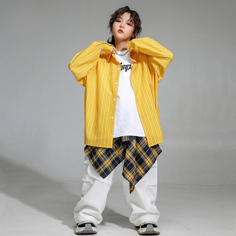 Boys Hip Hop Clothing Fashion Suit Loose Long Sleeves Striped Shirt White Pants Girls Modern Dance Catwalk Street Dance Outfits
Boys Hip Hop Clothing Fashion Suit Loose Long Sleeves Striped Shirt White Pants Girls Modern Dance Catwalk Street Dance Outfits