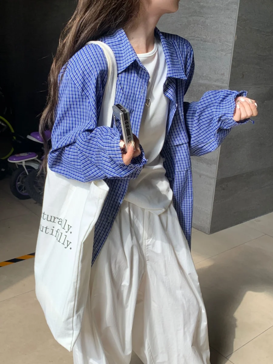 Blue Plaid Long Sve irt Jaet Women's Loose Casual Mid-Length Top Egg Yellow Studio Lazy Sle Autumn Faion Women's C...
Blue Plaid Long Sve irt Jaet Women's Loose Casual Mid-Length Top Egg Yellow Studio Lazy Sle Autumn Faion Women's C...