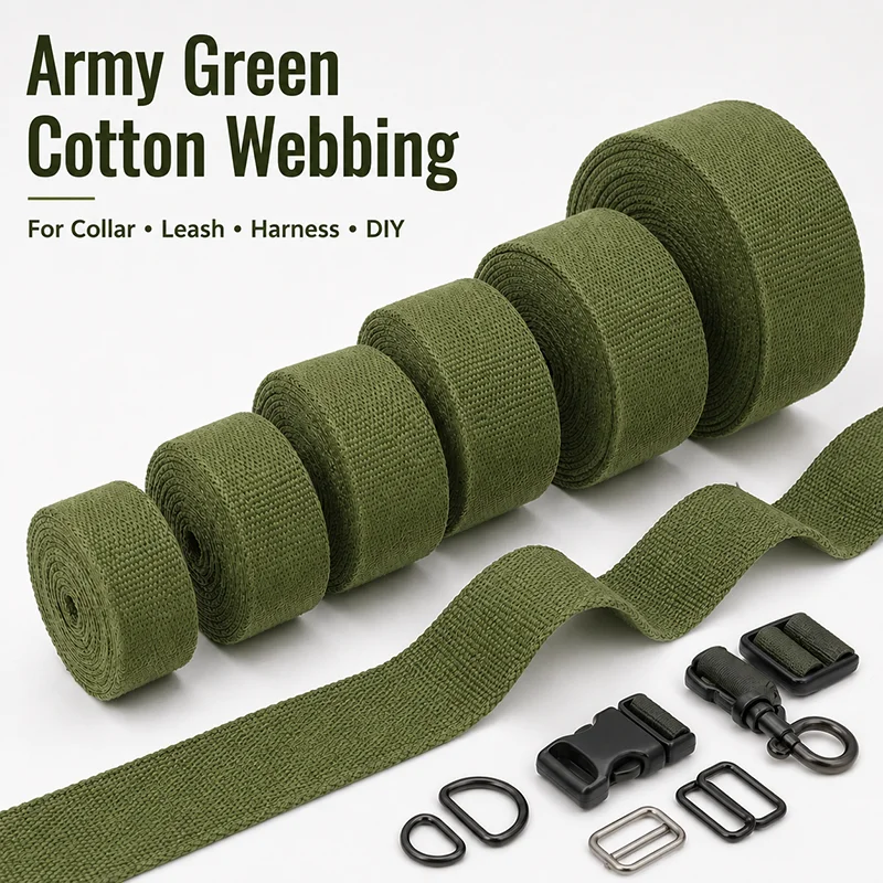 10Meters 15-50mm 2mm Thick Army Green Cotton Webbing Canvas Tape for Pet Collar Leash Harness Dog Outdoor Safety Strap Material
10Meters 15-50mm 2mm Thick Army Green Cotton Webbing Canvas Tape for Pet Collar Leash Harness Dog Outdoor Safety Strap Material