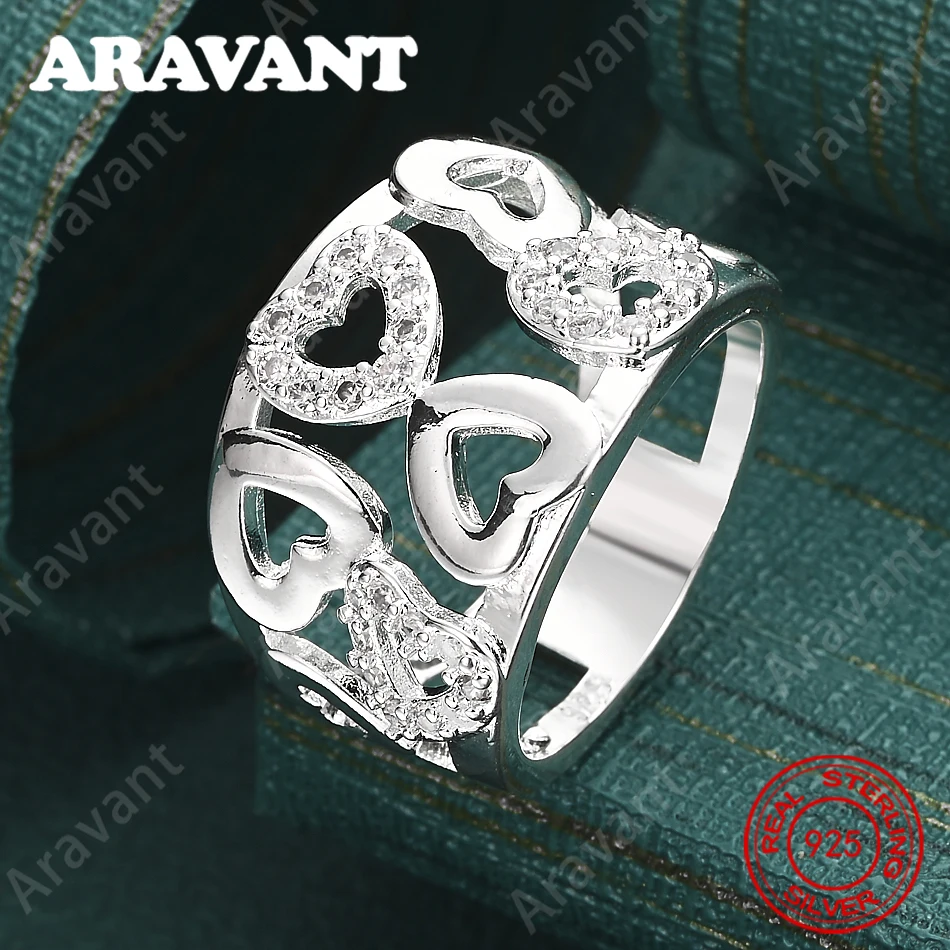 925 Sterling Silver Openwork Heart-Shaped Zircon Ring (7-10#) - A Fresh And Elegant Engagement Jewelry For Women.
925 Sterling Silver Openwork Heart-Shaped Zircon Ring (7-10#) - A Fresh And Elegant Engagement Jewelry For Women.
