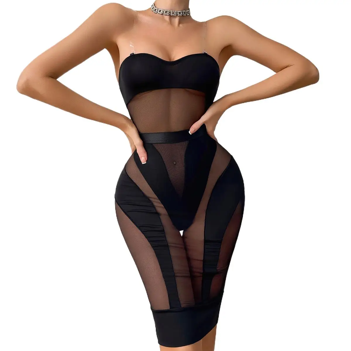 Black Mesh Bodysuit Dress Sheer Splicing Straps Bodycon Mini Skirt Sexy Erotic Lingerie Set See Through Teddy Body Suit Lenceria
Black Mesh Bodysuit Dress Sheer Splicing Straps Bodycon Mini Skirt Sexy Erotic Lingerie Set See Through Teddy Body Suit Lenceria