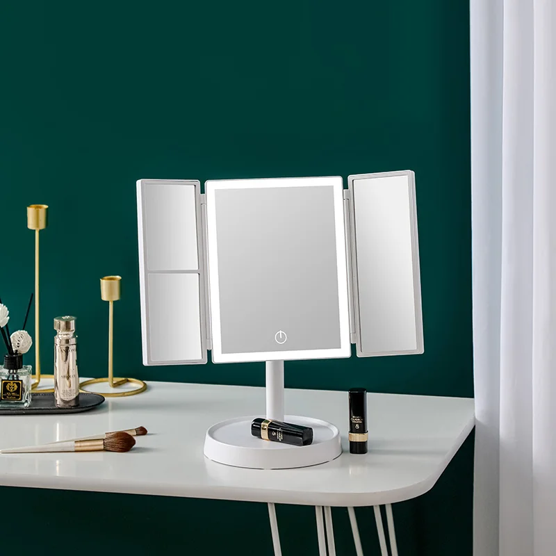 Tri-fold Lighted Vanity Makeup Mirror With 3x/2x Magnification, LED 3 Color Light Countertop Cosmetic Mirror, Travel Folding Mak
Tri-fold Lighted Vanity Makeup Mirror With 3x/2x Magnification, LED 3 Color Light Countertop Cosmetic Mirror, Travel Folding Mak