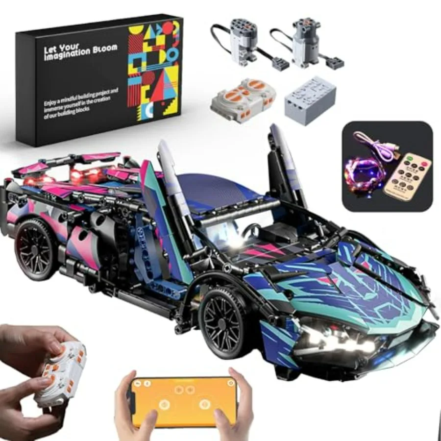 Remote Control APP Supercar Building Block Set for Adults Boys 1:14 LED Light Racing Car Toy Kit with 1314 PCS Collectible MOC
Remote Control APP Supercar Building Block Set for Adults Boys 1:14 LED Light Racing Car Toy Kit with 1314 PCS Collectible MOC