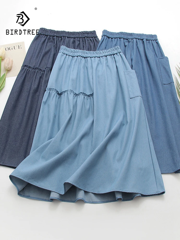 New 2026 Summer Women Denim Skirt, Elastic Waist Pocket Patchwork, Mori Girl French Retro OL Commute Loose A-line Skirt B64191CC
New 2026 Summer Women Denim Skirt, Elastic Waist Pocket Patchwork, Mori Girl French Retro OL Commute Loose A-line Skirt B64191CC