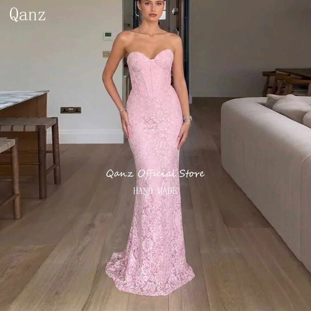 Qanz Elegant Pink Lace Appliques Prom Dress Mermaid Sweetheart Women Wedding Guest Dresses Backless Robes De Soirée Customized
Qanz Elegant Pink Lace Appliques Prom Dress Mermaid Sweetheart Women Wedding Guest Dresses Backless Robes De Soirée Customized