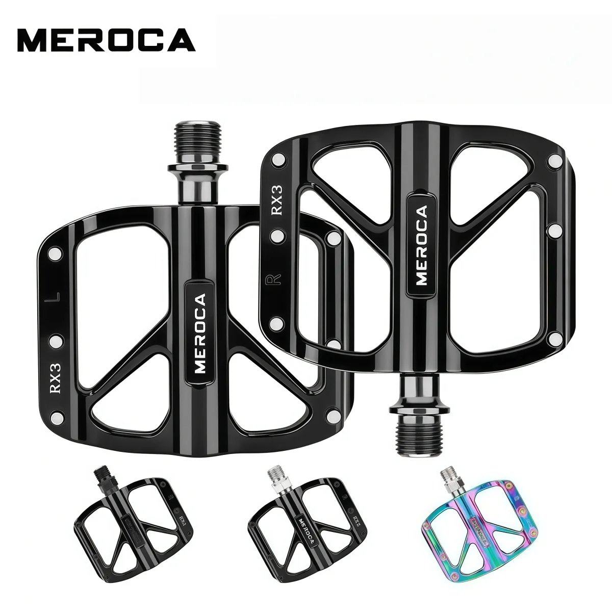 MEROCA-RX 9/16" Aluminum Flat Bike Pedals 3 Bearing / Dual DU / Sealed CrMo Spindle For MTB / BMX / Folding Bike (Black)
MEROCA-RX 9/16" Aluminum Flat Bike Pedals 3 Bearing / Dual DU / Sealed CrMo Spindle For MTB / BMX / Folding Bike (Black)