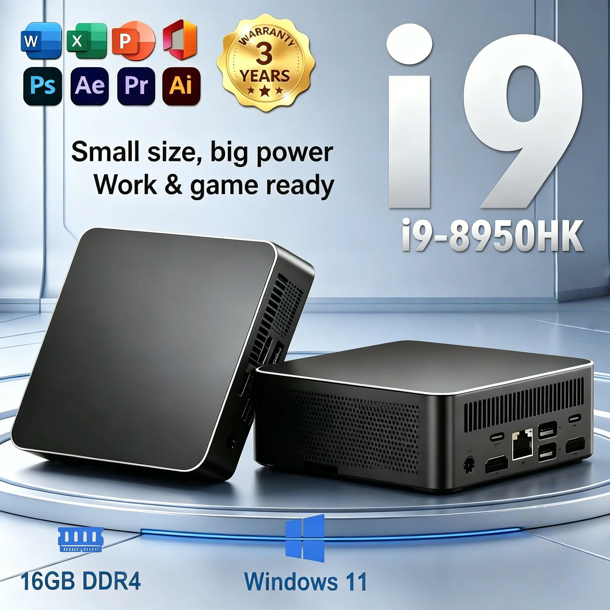 Mini Desktop Windows 11 i9 Intel Core i9 8950HK Mini PC Computer 16GB RAM 1TB SSD M.2 Wifi 6 BT5.2 Gigabit LAN Watchdog Max
Mini Desktop Windows 11 i9 Intel Core i9 8950HK Mini PC Computer 16GB RAM 1TB SSD M.2 Wifi 6 BT5.2 Gigabit LAN Watchdog Max