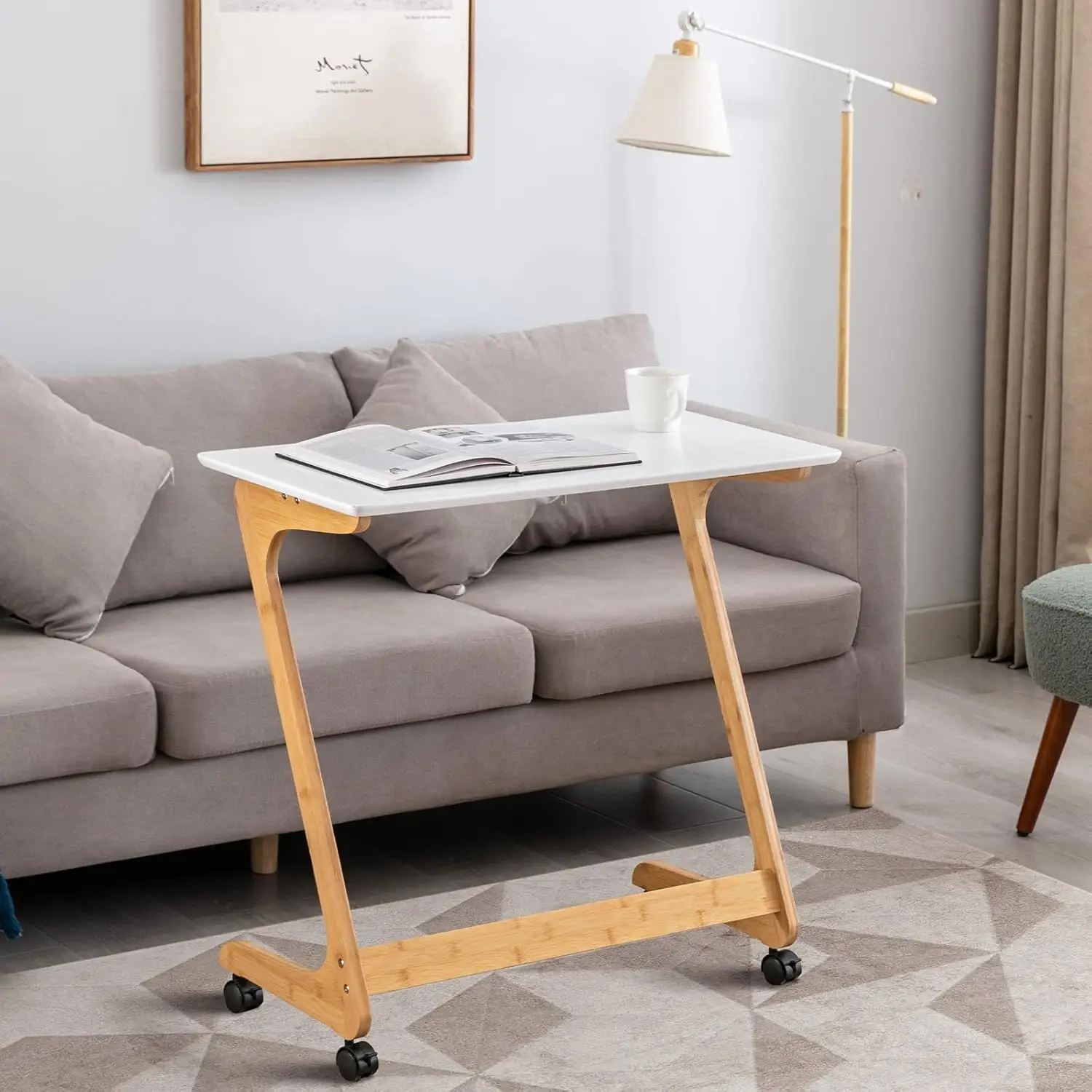TV Tray Table with Wheels, Sofa Side Table with Casters, Couch Laptop Desk, End Table Snack Tray, Large 29.5'' x 15.8'', White Bamboo
TV Tray Table with Wheels, Sofa Side Table with Casters, Couch Laptop Desk, End Table Snack Tray, Large 29.5'' x 15.8'', White Bamboo