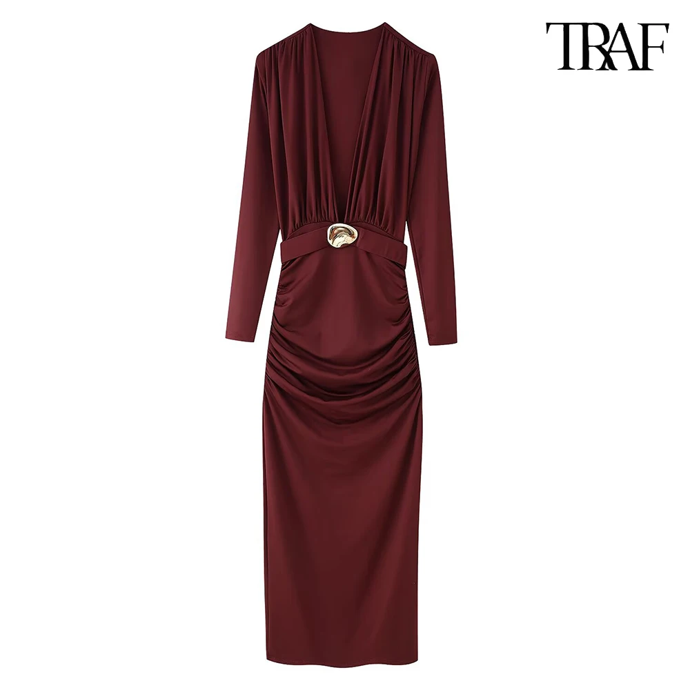 TRAF New Embellished Belt Sexy V-Neck Dresses Waisted Wrap Hip Women's Dresses 2025 Spring Summer Dating Dinner Party Dresses
TRAF New Embellished Belt Sexy V-Neck Dresses Waisted Wrap Hip Women's Dresses 2025 Spring Summer Dating Dinner Party Dresses