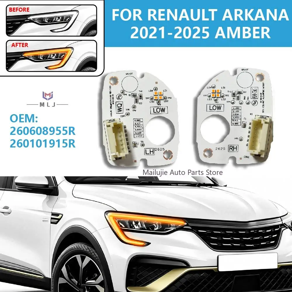 260608955R 260101915R Amber LED Angel Eye DRL Light Source Board chip For Renault Arkana 2021-2025 DRL Car Headlight Accessories
260608955R 260101915R Amber LED Angel Eye DRL Light Source Board chip For Renault Arkana 2021-2025 DRL Car Headlight Accessories