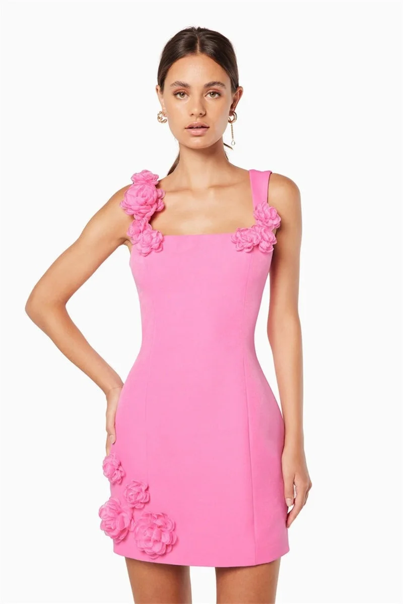 Pink Elegant Prom Dress 3D Flower Sleeveless Sexy Short Mini Sheath Party Gown Formal Wedding Guest Birthday Evening Robe
Pink Elegant Prom Dress 3D Flower Sleeveless Sexy Short Mini Sheath Party Gown Formal Wedding Guest Birthday Evening Robe