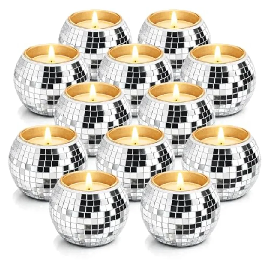 12 Pcs Disco Ball Candle Holder Glass Mirror Candle Holder Disco Ball Decor for Wedding, Party, and Christmas
12 Pcs Disco Ball Candle Holder Glass Mirror Candle Holder Disco Ball Decor for Wedding, Party, and Christmas