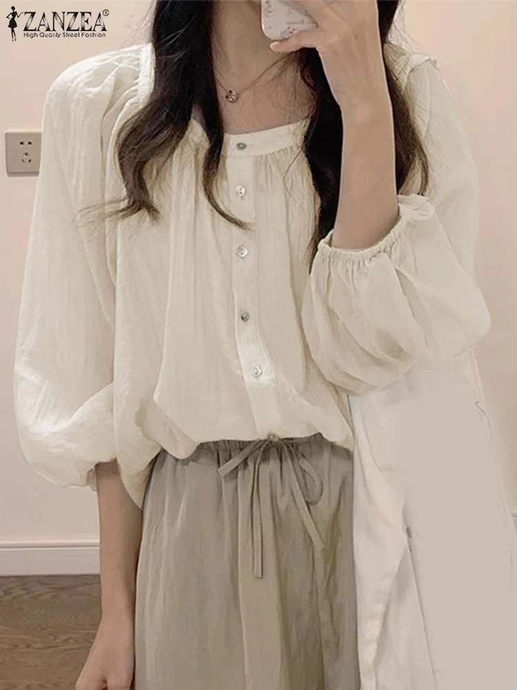 Women Single Breast Tops ZANZEA Holiday Solid Color Blouse Fashion Summer Long Sleeve Pleating Tunics 2025 Casual Loose Blusas
Women Single Breast Tops ZANZEA Holiday Solid Color Blouse Fashion Summer Long Sleeve Pleating Tunics 2025 Casual Loose Blusas