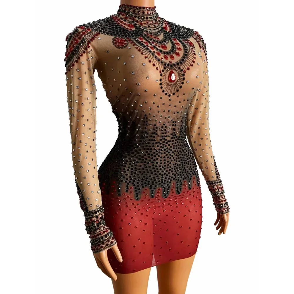 2025 New Long Sleeve Shinning Rhinestones High Neck Perspective Women Dress Nightclub Party Clothing Stage Prom Singer Costumes
2025 New Long Sleeve Shinning Rhinestones High Neck Perspective Women Dress Nightclub Party Clothing Stage Prom Singer Costumes