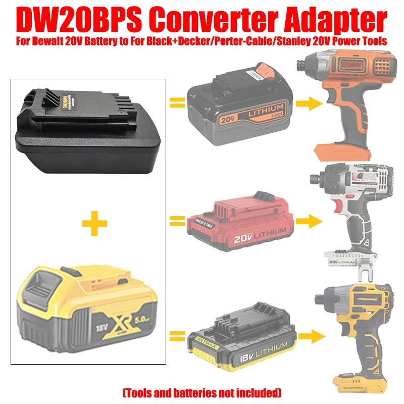 ALASICKA Battery Adapter DW20BPS for Dewalt 20V Battery Conver To for Black&Decker/Porter-Cable/Stanley 20V Lithium Battery Tool
ALASICKA Battery Adapter DW20BPS for Dewalt 20V Battery Conver To for Black&Decker/Porter-Cable/Stanley 20V Lithium Battery Tool