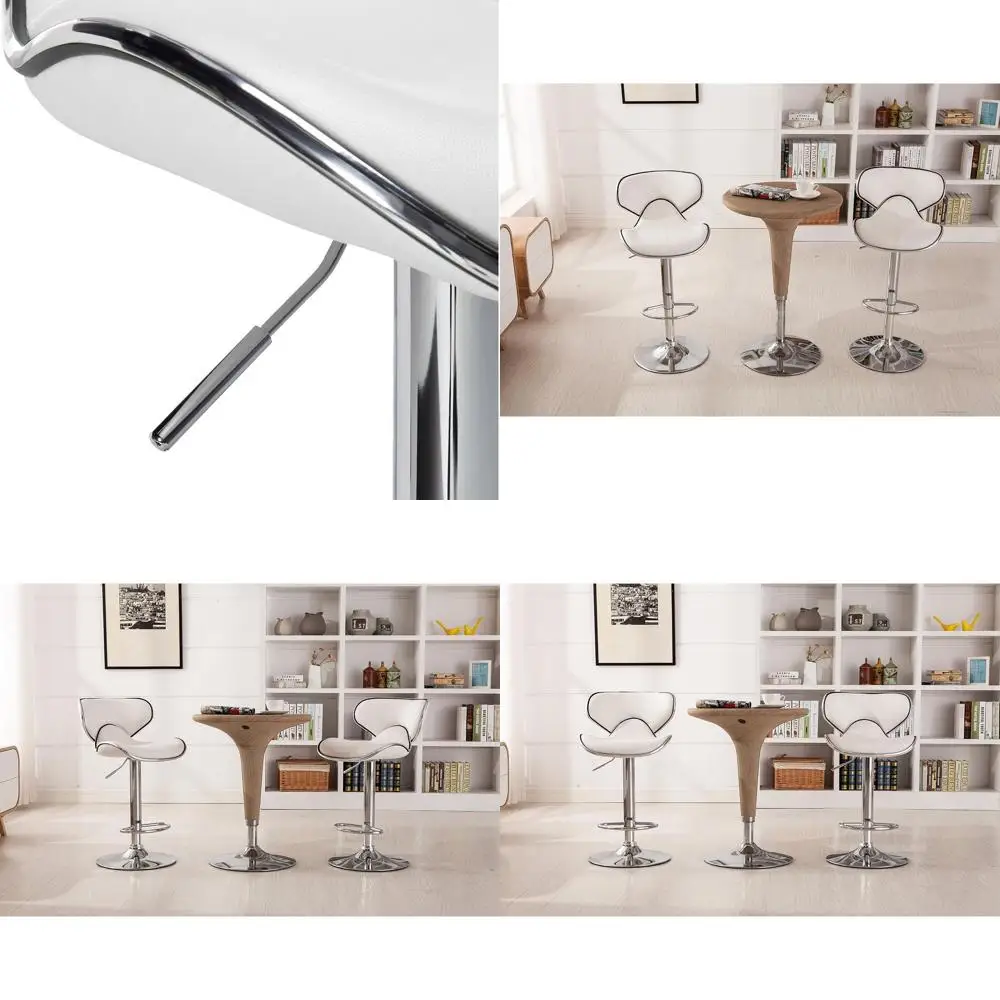 White Adjustable Swivel Bar Stools with Chrome Base, Cushioned Leatherette, Set of 2, Masaccio Style
White Adjustable Swivel Bar Stools with Chrome Base, Cushioned Leatherette, Set of 2, Masaccio Style