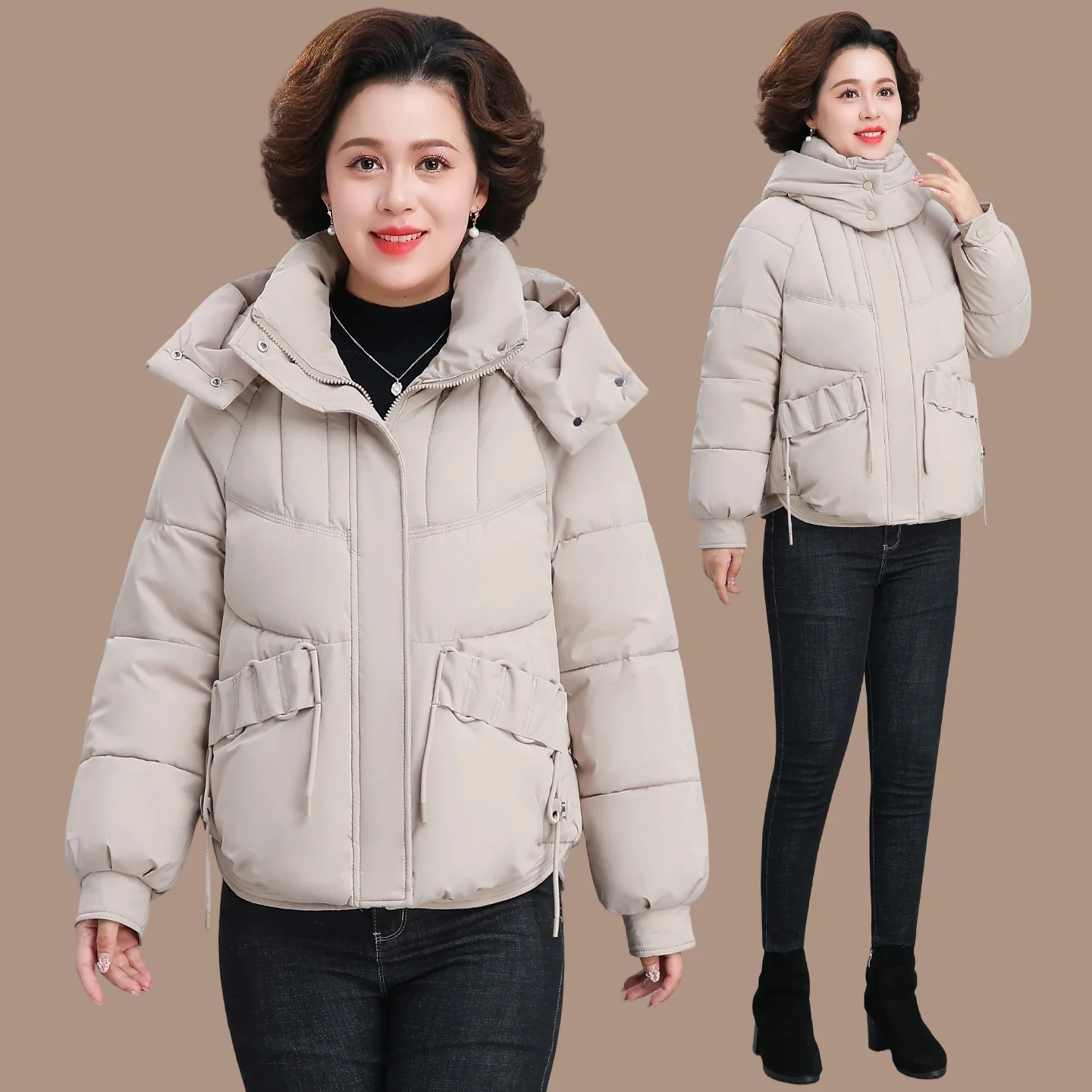 Теплая хлопковая куртка для женщин на осень и зиму, утепленная полиэфирным волокном, повседневная, подходит для различных типов фигуры.
Теплая хлопковая куртка для женщин на осень и зиму, утепленная полиэфирным волокном, повседневная, подходит для различных типов фигуры.