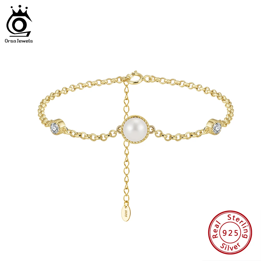ORSA JEWELS Freshwater Pearl Thin Chain Bracelet for Women 925 Sterling Silver Shiny Zirocnia Temperament Pearl Bracelet GPB42
ORSA JEWELS Freshwater Pearl Thin Chain Bracelet for Women 925 Sterling Silver Shiny Zirocnia Temperament Pearl Bracelet GPB42
