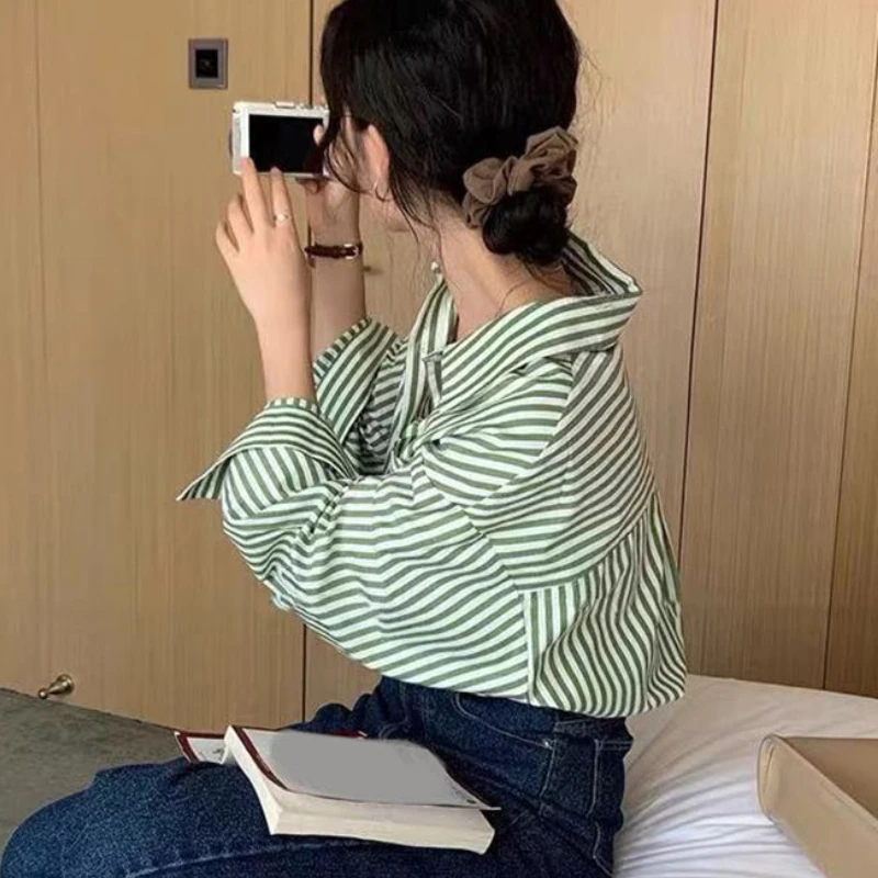 Women Shirts Sweet Fashion Simple All-match Summer Casual Striped Tender Elegant Loose Korean Style Design Basic Ladies Daily
Women Shirts Sweet Fashion Simple All-match Summer Casual Striped Tender Elegant Loose Korean Style Design Basic Ladies Daily