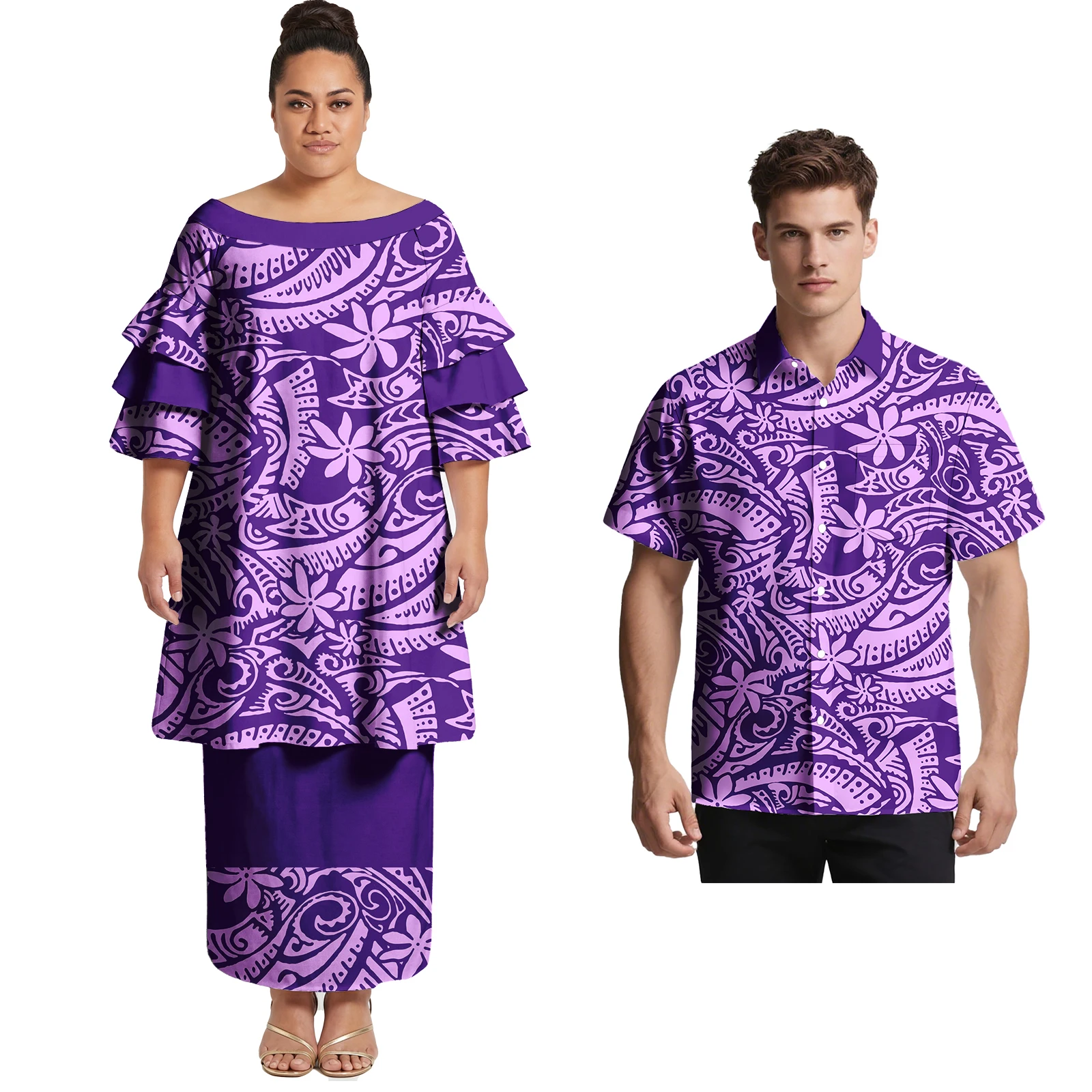Custom New Arrivals Couple of Set Hawaiian Beach Men Shirts Samoan Polynesian Tribal Cascading Ruffle Sleeve Women Puletasi Suit
Custom New Arrivals Couple of Set Hawaiian Beach Men Shirts Samoan Polynesian Tribal Cascading Ruffle Sleeve Women Puletasi Suit