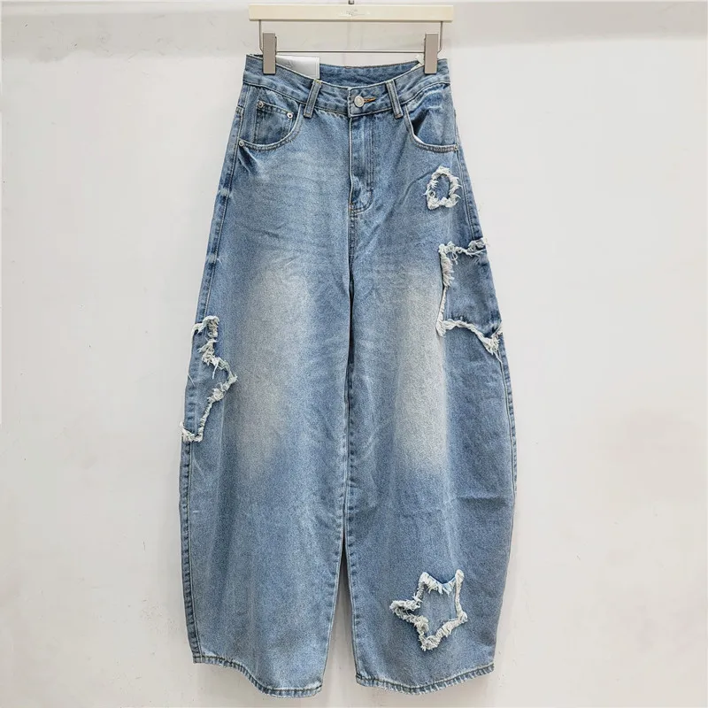2026 Spring Summer New Sweet Cool Spicy Girl Style Star Patch Crooked Knife Jeans Women Loose Slimming Wide Leg Banana Pants
2026 Spring Summer New Sweet Cool Spicy Girl Style Star Patch Crooked Knife Jeans Women Loose Slimming Wide Leg Banana Pants