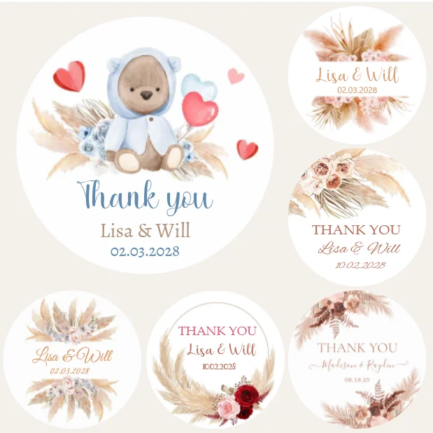 Custom Pampas Grass Wedding Sticker Personalized Name Logo Print Bridal Shower Thank You Birthday Party Decoration Favor Label
Custom Pampas Grass Wedding Sticker Personalized Name Logo Print Bridal Shower Thank You Birthday Party Decoration Favor Label