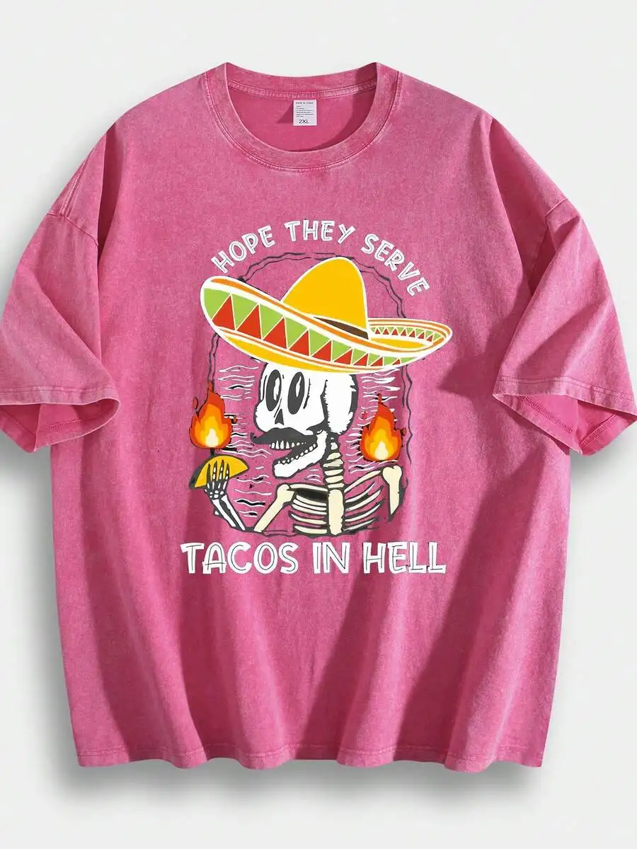 Mens Casual Round Neck Cotton Tee With Skull And Sombrero Print American Retro Dark Humor Style
Mens Casual Round Neck Cotton Tee With Skull And Sombrero Print American Retro Dark Humor Style
