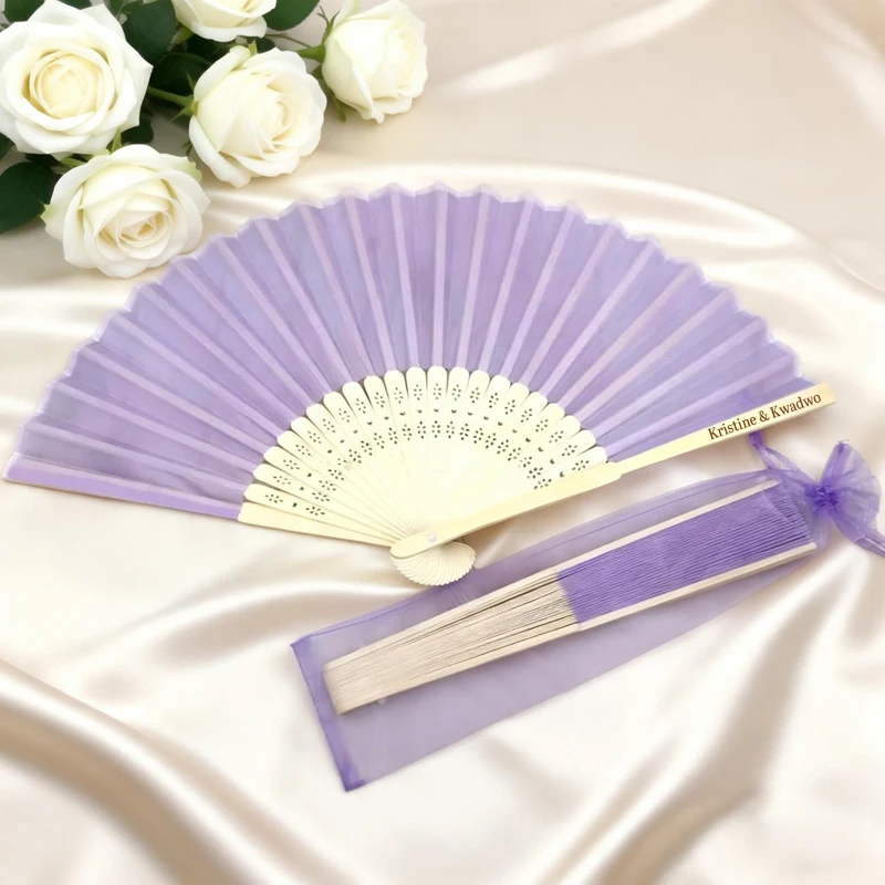 10/50pcs Personalized Wedding Fan 6 Colors Silk Folding Hand Fan, Custom Fan Laser Engraving Your Text, Wedding Gift for Guests
10/50pcs Personalized Wedding Fan 6 Colors Silk Folding Hand Fan, Custom Fan Laser Engraving Your Text, Wedding Gift for Guests