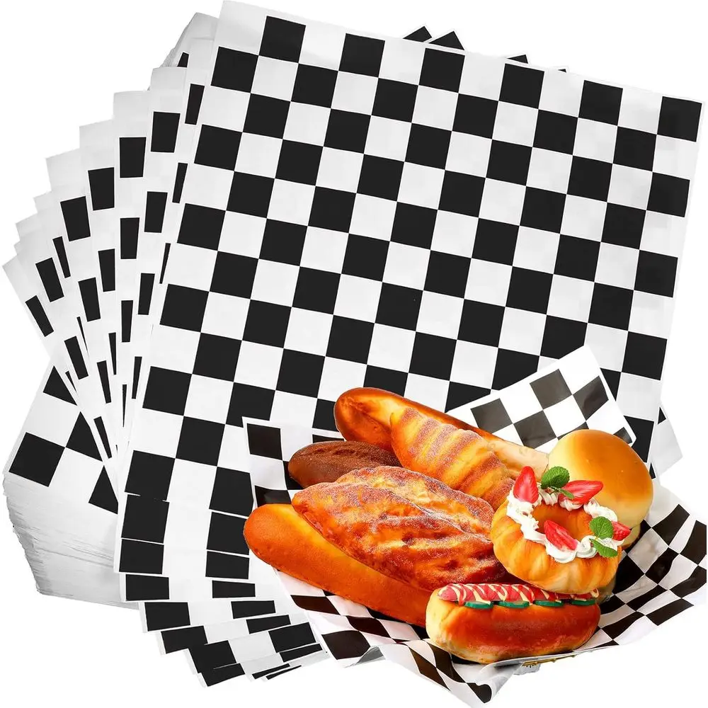 15x15 Inch Checkered Wax Paper Sheets for Sandwiches, Burgers, BBQ, and Party Food - 600 Pack
15x15 Inch Checkered Wax Paper Sheets for Sandwiches, Burgers, BBQ, and Party Food - 600 Pack