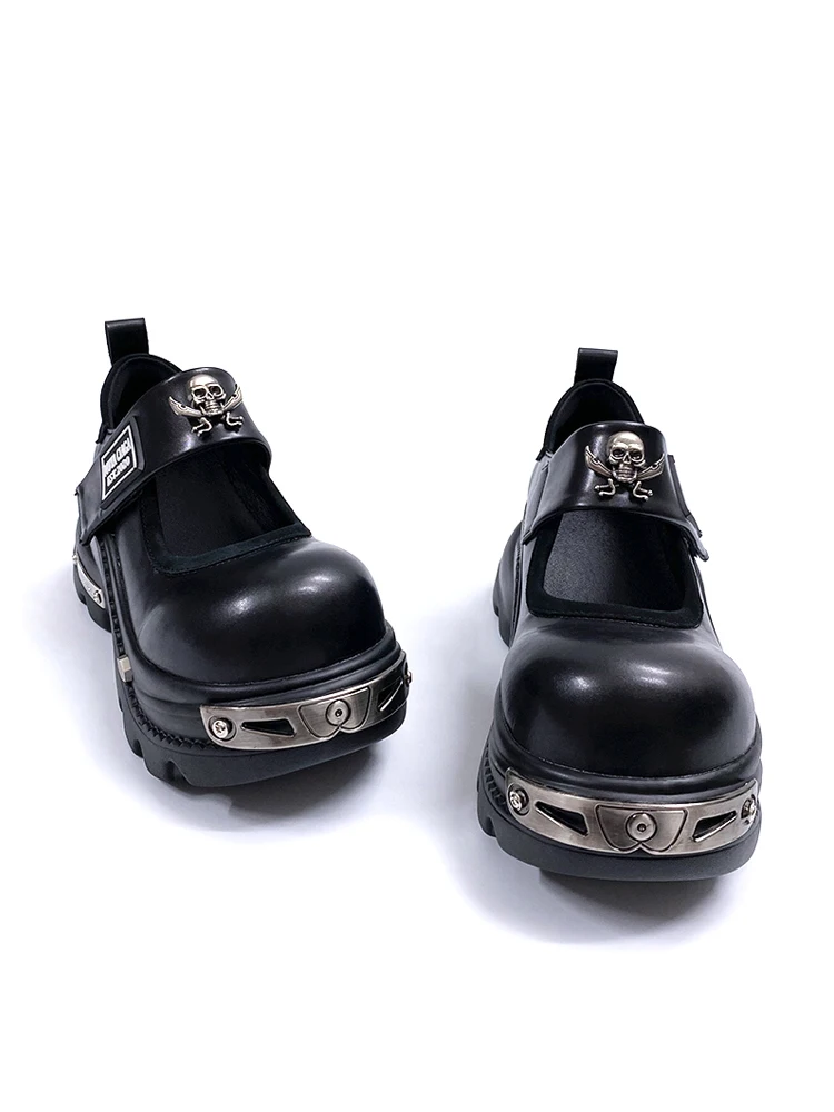 Punk Style Thick Bottom Platform Shoes Women's Summer Heightening Slip-On Casual Fashion Single Shoes Metal Element round Toe
Punk Style Thick Bottom Platform Shoes Women's Summer Heightening Slip-On Casual Fashion Single Shoes Metal Element round Toe