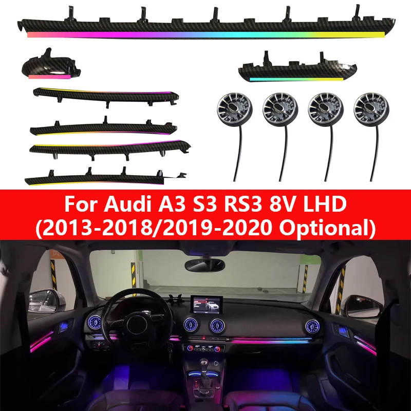 For Audi A3 8V S3 RS3 Ambient Lighting Car Kit 2013-2020 Carbon Fiber Decoration Dashboard Four Door Atmosphere Lamp APP Control
For Audi A3 8V S3 RS3 Ambient Lighting Car Kit 2013-2020 Carbon Fiber Decoration Dashboard Four Door Atmosphere Lamp APP Control
