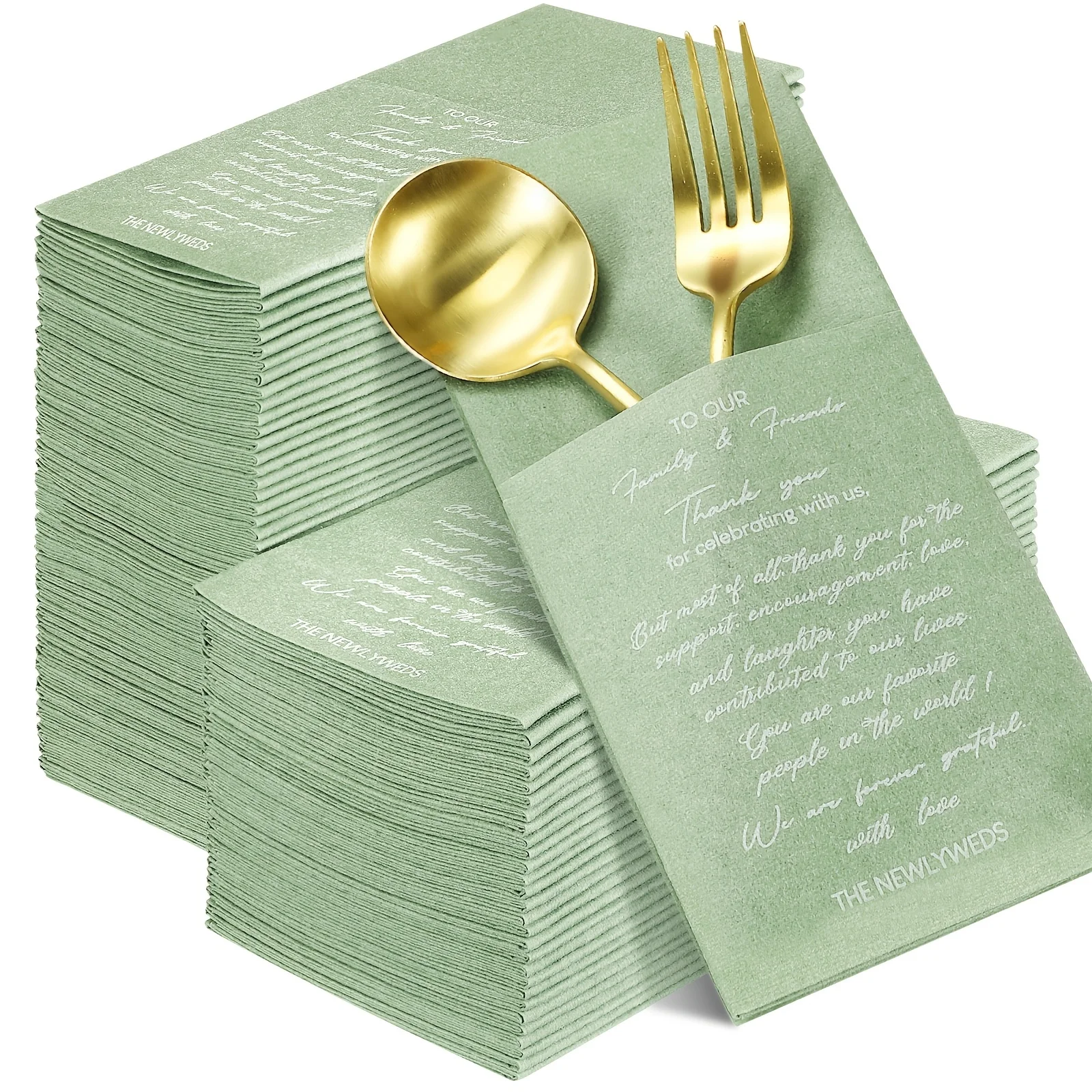 100 Pack Sage Green Disposable Linen-Feel Dinner Napkins with Built-In Flatware Pocket - Elegant Paper Napkins for Weddings, Bir
100 Pack Sage Green Disposable Linen-Feel Dinner Napkins with Built-In Flatware Pocket - Elegant Paper Napkins for Weddings, Bir