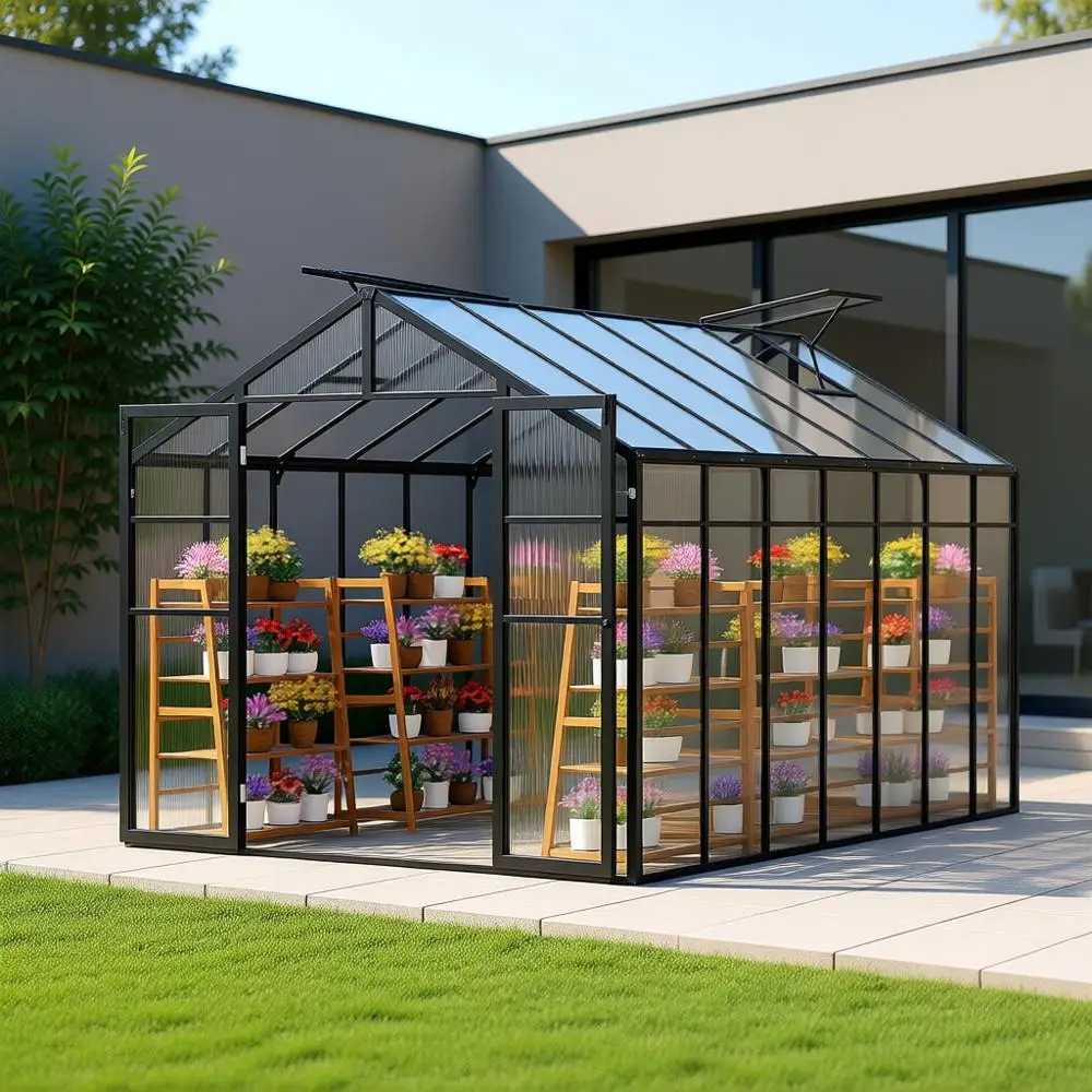 8x14ft Outdoor Pavilion Greenhouse with 2 Vent Windows and Hinged Door for Garden Enthusiasts
8x14ft Outdoor Pavilion Greenhouse with 2 Vent Windows and Hinged Door for Garden Enthusiasts