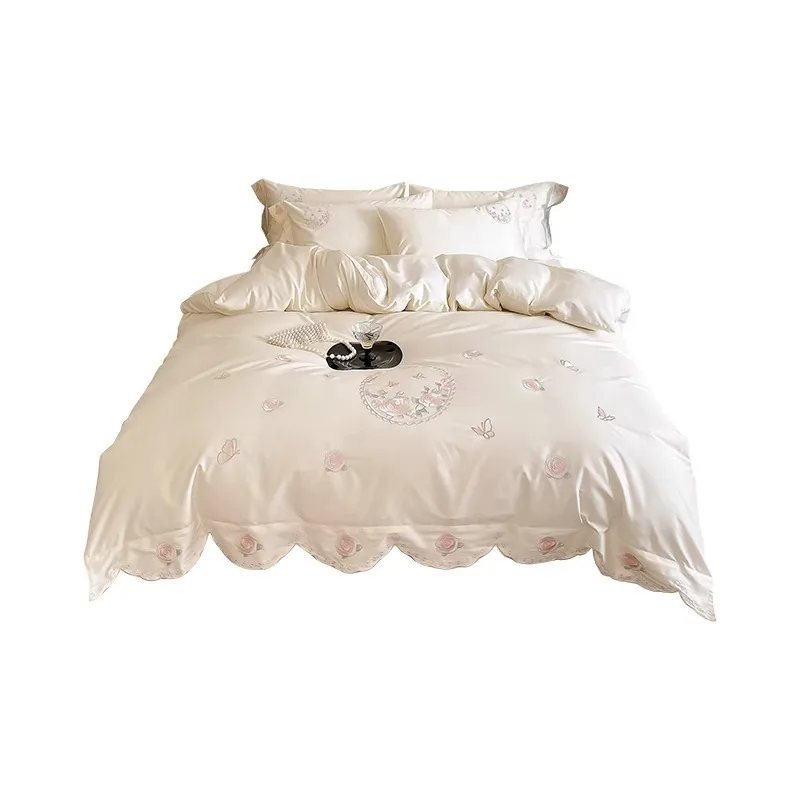 French high-end 100s long-staple cotton four-piece set girl's heart pure cotton embroidered quilt cover bed sheet cotton bedding
French high-end 100s long-staple cotton four-piece set girl's heart pure cotton embroidered quilt cover bed sheet cotton bedding