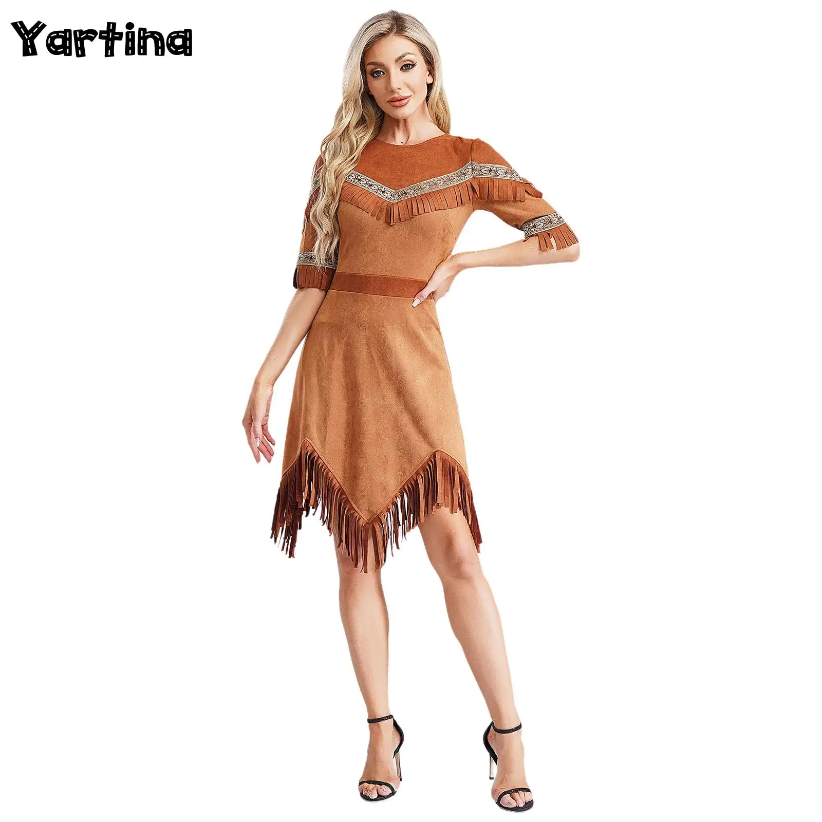 Women Fringe Tassels Indigenous American Princess Ancient Greek Warrior Cosplay Costume Tassels Woven Tape Trimming Zipper Dress
Women Fringe Tassels Indigenous American Princess Ancient Greek Warrior Cosplay Costume Tassels Woven Tape Trimming Zipper Dress