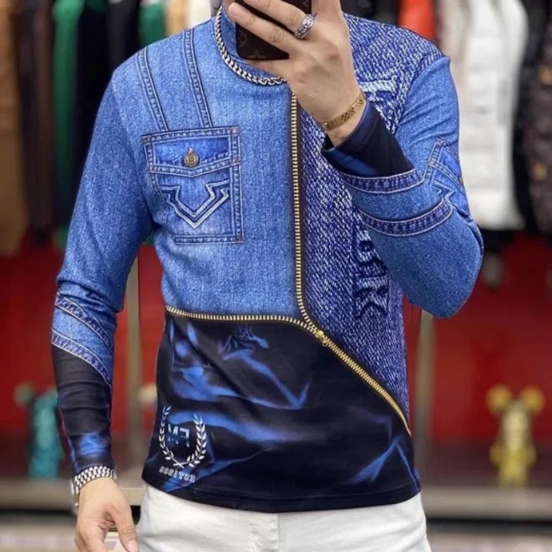 Long Sleeved Hoodie Men's New Personalized Printed Casual Warm Bottom Shirt Slim Fit Korean Trend
Long Sleeved Hoodie Men's New Personalized Printed Casual Warm Bottom Shirt Slim Fit Korean Trend