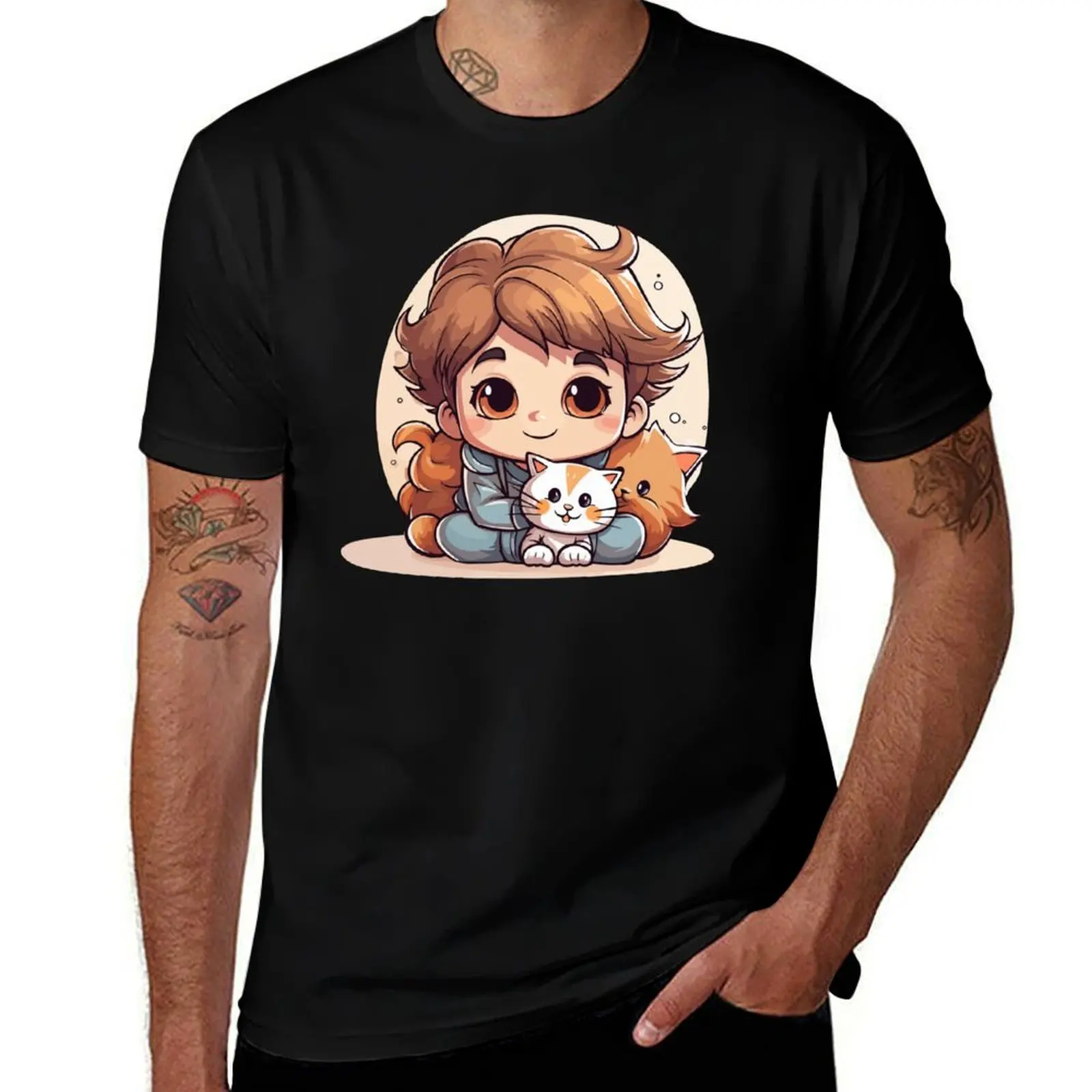 Baby anime character with cat T-Shirt korean fashion vintage tees Funny t-shirts black t-shirts for men
Baby anime character with cat T-Shirt korean fashion vintage tees Funny t-shirts black t-shirts for men
