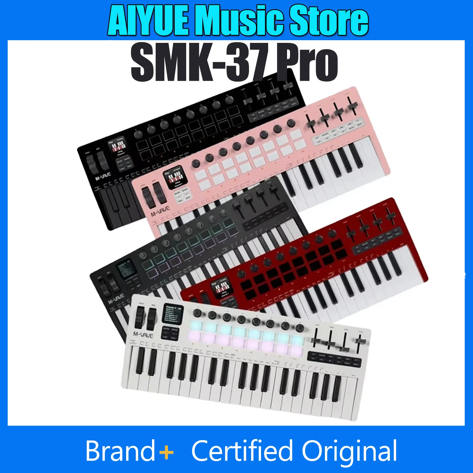 M-VAVE 37-Key MIDI Controller Pro Portable 16 RGB Pads 8 Knobs Built-in Synthesizer Keyboard SMK-37 Pro Digital Parts Accessory