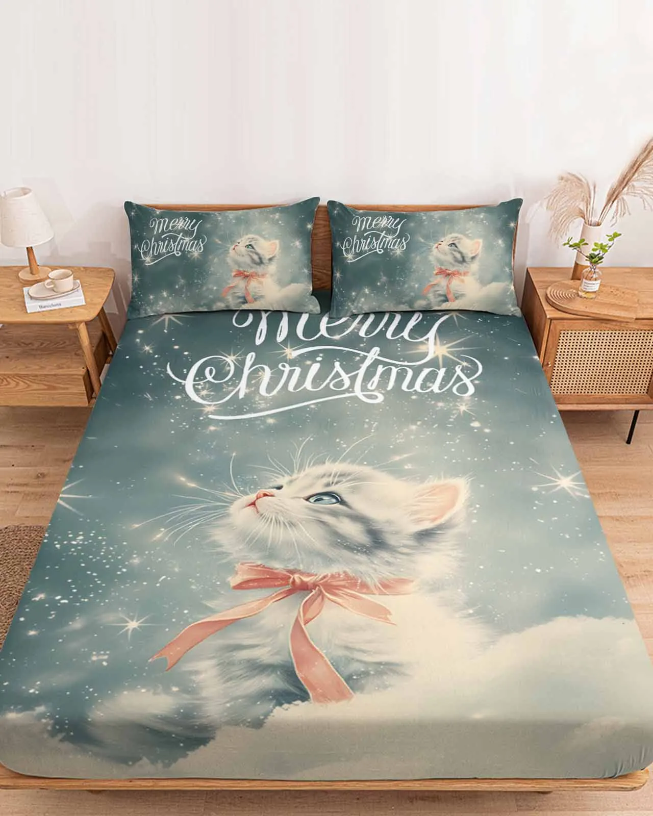 Christmas Cartoon Star Cat Winter Polyester Fitted Sheet Mattress Cover Four Corners Elastic Band Bed Sheet Pilllowcase
Christmas Cartoon Star Cat Winter Polyester Fitted Sheet Mattress Cover Four Corners Elastic Band Bed Sheet Pilllowcase