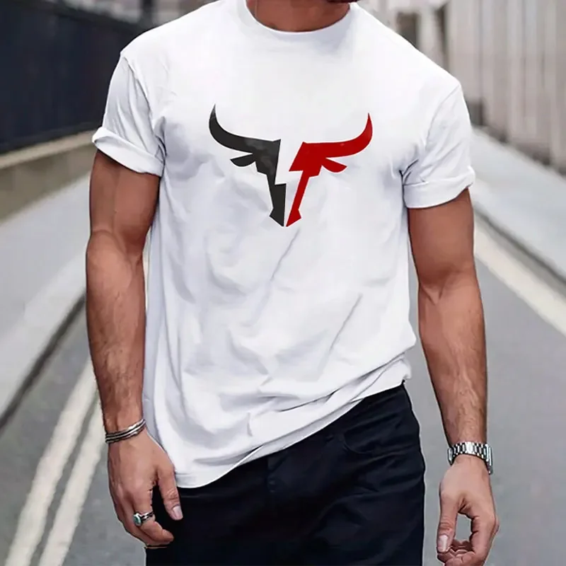 Summer new men's short sleeve fitness fashion sports T-shirt, printed bull pattern short sleeve T-shirt, 100% cotton
Summer new men's short sleeve fitness fashion sports T-shirt, printed bull pattern short sleeve T-shirt, 100% cotton
